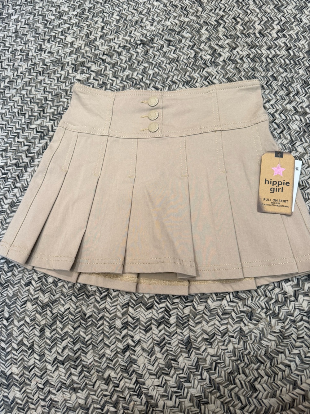 Hippie Girl Beige Pleated Skort